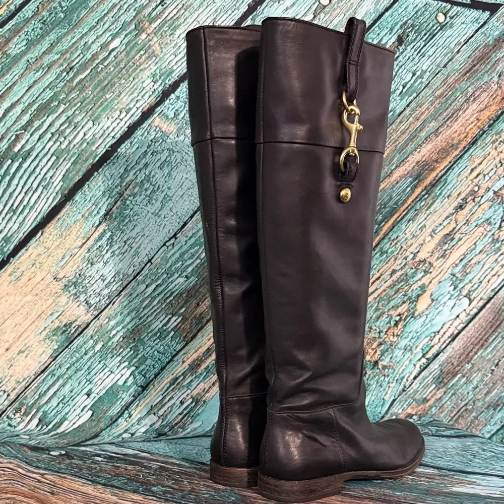 Coach Black Over the Knee Leather Boots